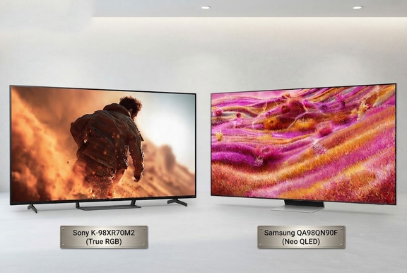 So sánh tivi Sony K-98XR70M2 và tivi Samsung QA98QN90F: True RGB đối đầu Neo QLED